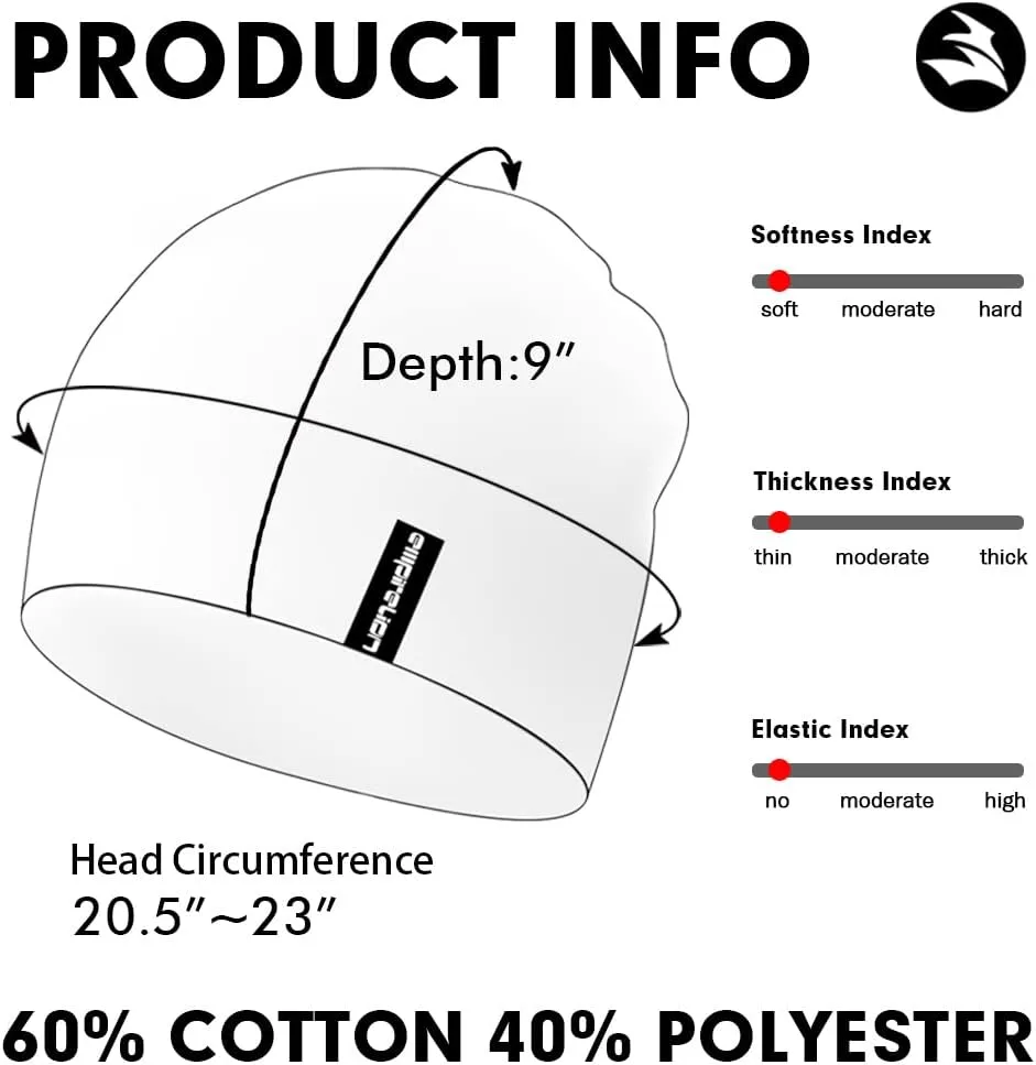 9" Multifunctional Lightweight Beanies Hats Snug Fitting, Running Skull Cap Helmet Liner Sleep Caps