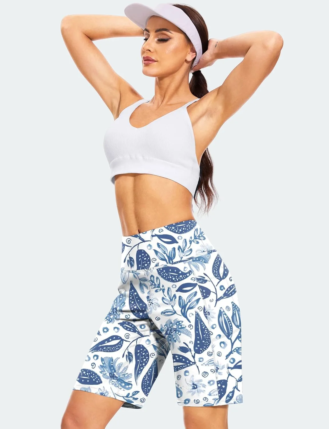 Blouty Women's 9" Bermuda Long Shorts with Pockets High Waisted Knee Length Shorts for Women Workout Athletic Casual