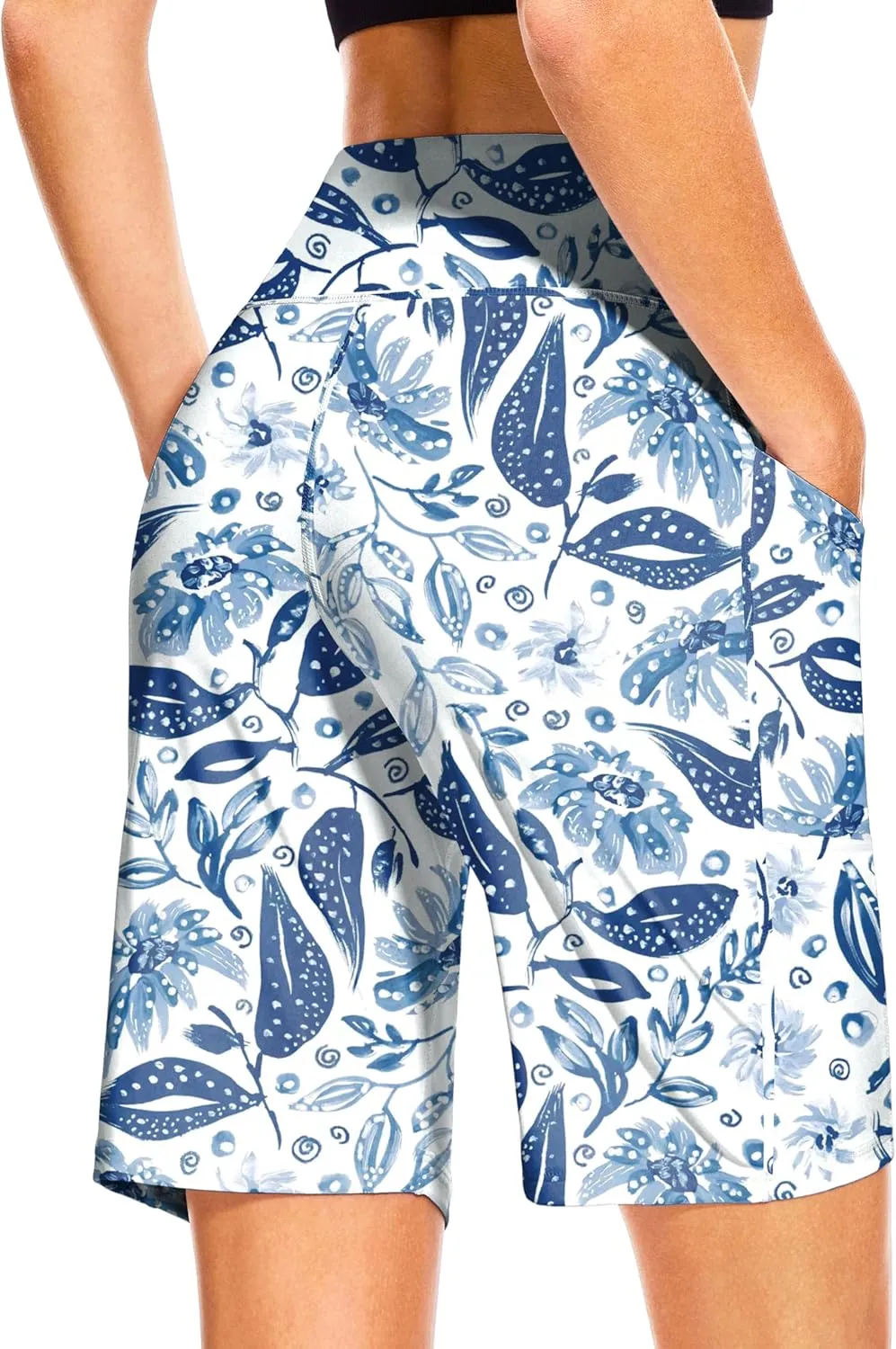 Blouty Women's 9" Bermuda Long Shorts with Pockets High Waisted Knee Length Shorts for Women Workout Athletic Casual