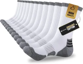 COOVAN Mens Cotton Crew Socks Moisture Wicking Cushioned Athletic Heavy Duty Work Boot Socks 6 Pairs