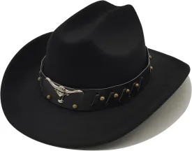 Kids Cowboy Hat for Girls Boys Western Cowgirl Hat with Buckle Belt Unisex Wide Brim Fedora Hat Dress Up Costume
