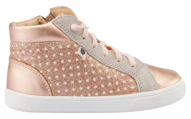 Old Soles Girl's Street Glam High Top Leather Sneakers, Star Glam Copper