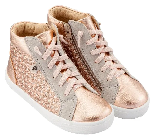 Old Soles Girl's Street Glam High Top Leather Sneakers, Star Glam Copper
