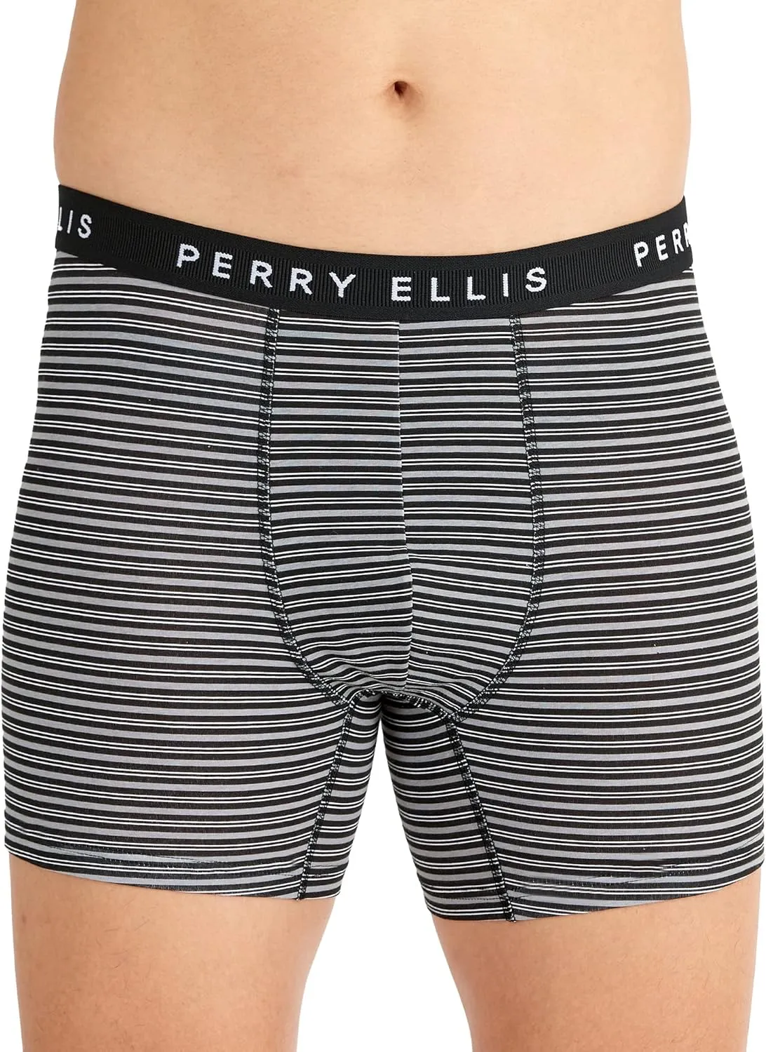 Perry Ellis Men's Cotton Stretch Boxer Briefs, Tagless, No Roll Waistband, 5 Pack
