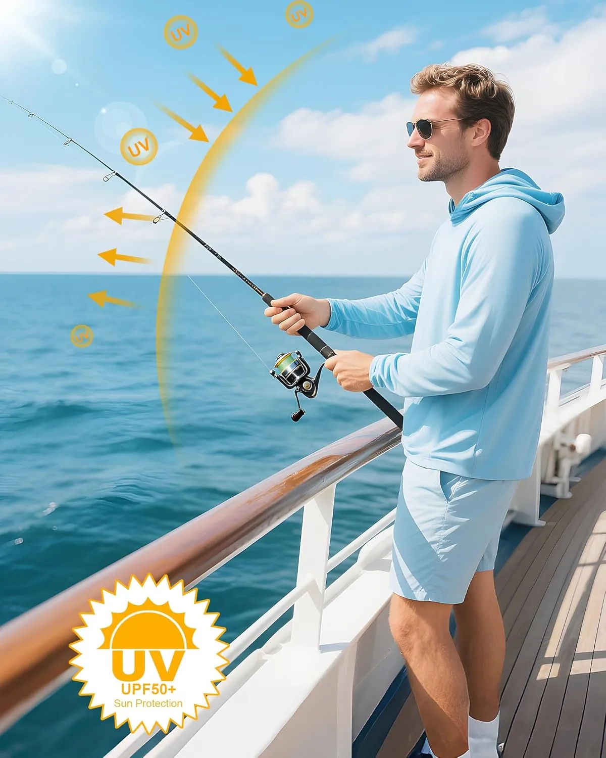 Runhit UPF 50  Fishing Shirts for Men Long Sleeve Sun Protection Hoodie Lightweight Outdoor Workout Hiking Running Rash Guard