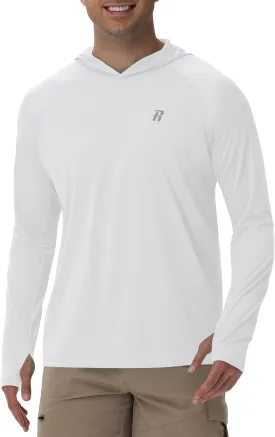 Runhit UPF 50  Fishing Shirts for Men Long Sleeve Sun Protection Hoodie Lightweight Outdoor Workout Hiking Running Rash Guard