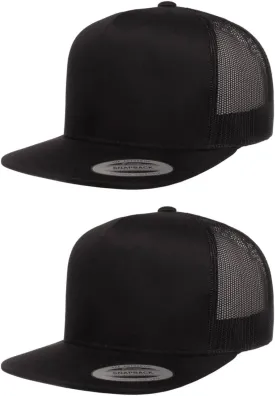 Yupoong 5-Panel YP Classic Trucker Cap | High Profile Flat Visor Snapback | OSFM | Bulk Packs Available